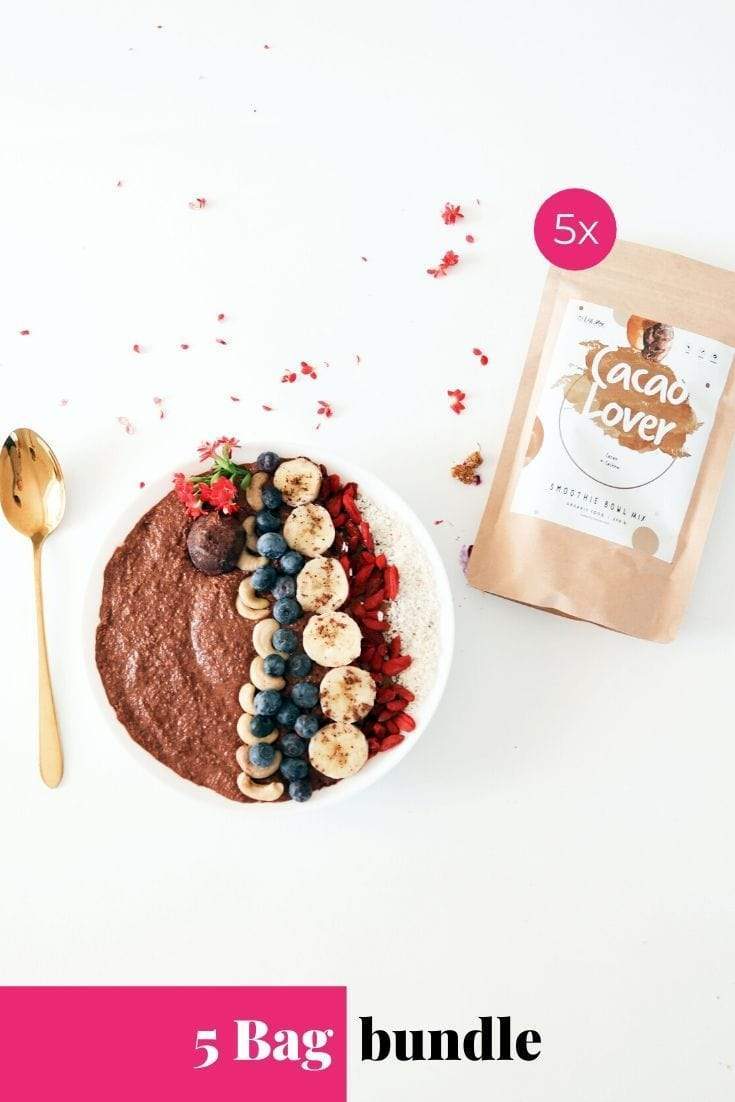 MyRawJoy Smoothie Bowls Mix + Porridge Toppings 5 Bag Bundle deal | €9.69 per bag Cacao Lover Smoothie Bowl + Porridge Topping