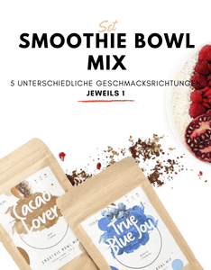 Smoothie Bowl Mix - Geschmacks-Mix-Set Smoothie Bowls Mix + Porridge Toppings MyRawJoy MIX-SET= 1X VON JEDER SORTE (5 BEUTEL) |