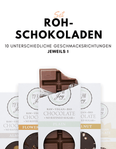 Roh-Schokoladen - Geschmacks-Mix-Set Roh-Schokoladen MyRawJoy GESCHMACKSMISCHUNGS-BUNDLE| 10 RIEGEL - 1 VON JEDEM GESCHMACK |