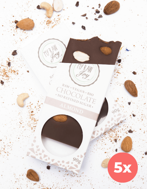 MyRawJoy Raw Chocolates 5 Bag Bundle Deal | €4.79 per Bar Raw Almond Chocolate - Big